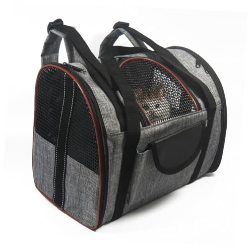 CIYODO Portable Breathable Pet Backpack Carrier Bag for Dogs and Cats Mesh Travel Pack with Straps for Outdoor Adventures Grey and
