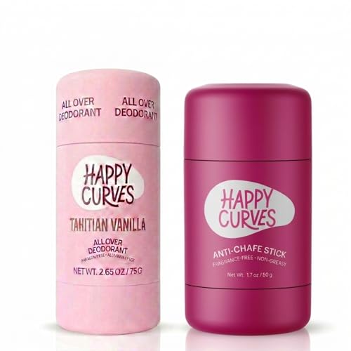 HAPPY CURVES Aluminum-Free Deodorant (Tahitian Vanilla) & Fragrance-Free Anti-Chafe Stick Bundle - All-Day Odor, Sweat & Chafe Defense for Women image 5