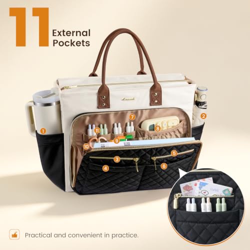 Image of LOVEVOOK Tote Bag for Women, Teacher Nurse Work Laptop Bag, Quilted Bible Computer Shoulder Bag for Business Travel College