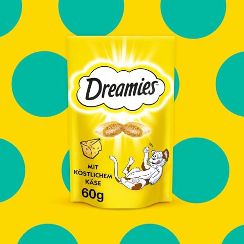 Dreamies Katzensnacks mit Käsegeschmack, 6er Pack, 6x60g – Außen knusprige & innen cremige Katzenleckerlis