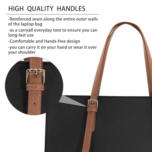 Nubily Laptop Bag For Women Waterproof Lightweight Leather 15.6 Inch Computer Tote Bag Business Office Briefcase Large Capacity Handbag Shoulder Bag Professional Office Work Bag thumb #4
