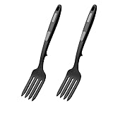 MCSpaceDog 2-Pack Silicone Stirring Fork, Silicone Cooking Fork, Heat Resistant, Pasta Fork, Multipurpose Nonstick Mixing Fork, For Kitchen Mixing, Dishwasher Safe (Black)