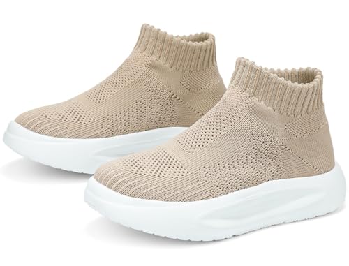 LLTMALL Kids' Slip-On Sneakers Breathable Knitted Mesh Athletic Shoes for Boys Girls3