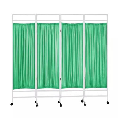 Séparateur de pièce pliable vert à 4 panneaux avec roues pour institut - 2