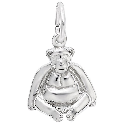 Monkey Charm in 14k White Gold, Charms for Bracelets and Necklaces