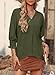 Dokotoo Women Blouses Fall Tops for Women 2025 Fashion V Neck Business Casual Outfits 3/4 Length Sleeve Womens Tops Dressy Plus Size Spring Clothes Loose Jungle Green Blouses for Women's Clothing M