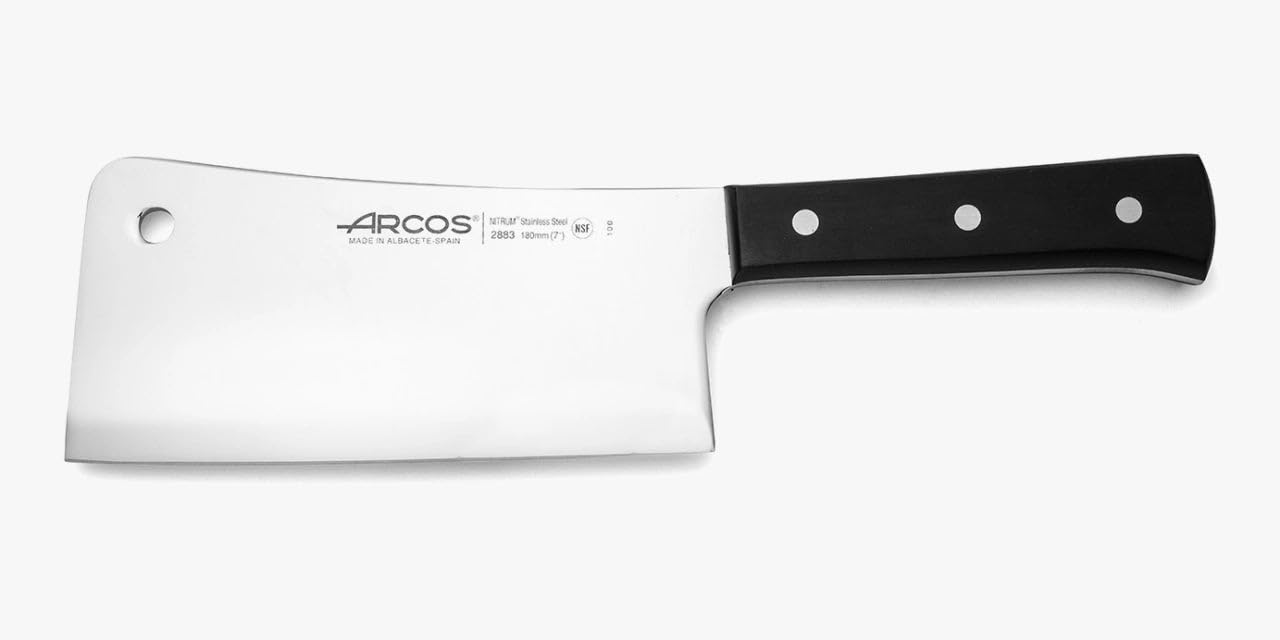 Arcos 288300 Serie Universal - Hackmesser - Klinge Nitrum Edelstahl 180 mm - HandGriff Polyoxymethylen (POM) Farbe Schwarz, 22.5 x 20 x 20 cm