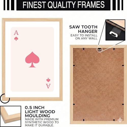 Image of BLINKART Playing Card Aesthetic Modern Art Walls With Frame | Natural Wood Texture | Living Room Bedroom Office Wall Decoration | Poster Home Decor Frames Wall Bedroom | 12x8 Inches (D232)