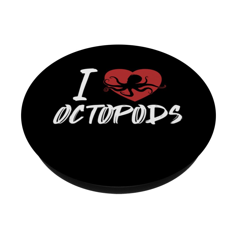 I love Octopods Cephalopoda Octopodes Octopoda Lover Octopus PopSockets Swappable PopGrip, Black - Image 2