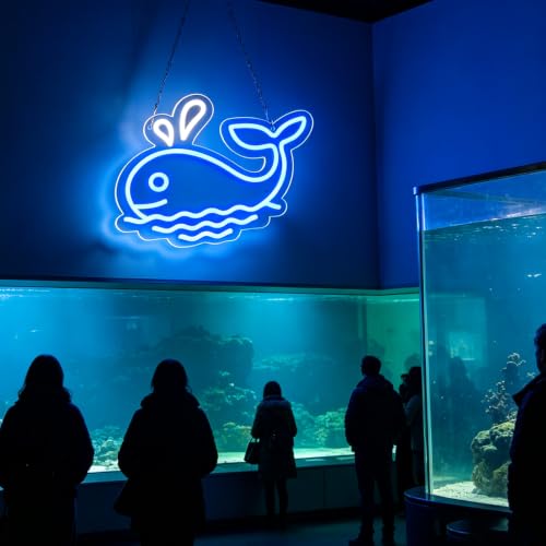 Image of Whales Neon Signs for Wall Decor Neon Lights for Bedroom Led Signs Suitable for Living Room Office Man Cave Beer Bar Pub Restaurant Christmas Party 5V Usb Power, 15 * 8.7 Inch(Blue+Azure)
