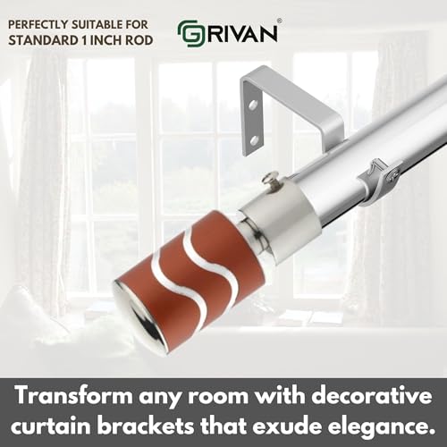 Image of GRIVAN Stainless Steel Curtain Holder Set for Door Window Wall Suitable for 1 Inch Rod Curtain Bracket Support Knobs Accessories (Maroon, Pair of 5)