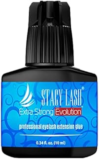 Extra Strong Evolution Eyelash Extension Glue Stacy Lash (0.34 fl.oz / 10 ml) / 1-2 Sec Drying time/Retention – 8 Weeks/Maximum Bonding/Professional Supplies/Black Adhesive/Semi-Permanent Extensions