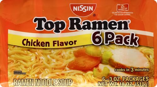 Image of Nissin Foods Top Ramen, Chicken, 3 Ounce (Pack of 6)