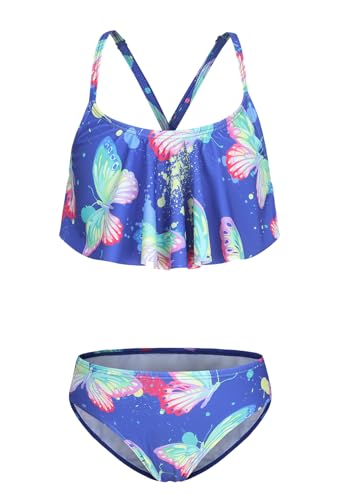 Image of Girls Two Piece Bikini Swimsuits Hawaiian Floral Bathing Suit for Kids Summer Beach Swimwear Set 3-16 Years