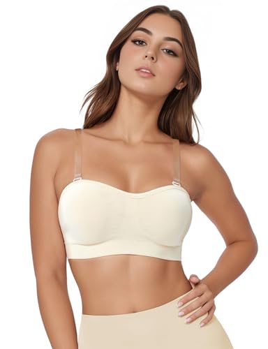 Strapless Bras for Women, Non-Slip Silicone Bandeau Bra, Wireless Padded Bralette Seamless Tube Top Push Up Bra4