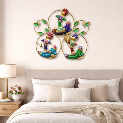 Image of Bharat Art Metal Iron 3 Anti Musicians B Frame Decorative Wall Art Decor for Home Bedroom Living room Office Cafe Decorative | Elegant Artistic Showpiece Sculpture | Gift Item | 24x1x20 Inch | W186 (B)
