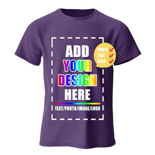 KYZMZ T-Shirts Personnalisés pour Hommes - Créez Votre Propre T-Shirt avec Texte, Logo ou Nom - En Coton avec Image et Photo - Unisexes à Col Rond sur Mesure