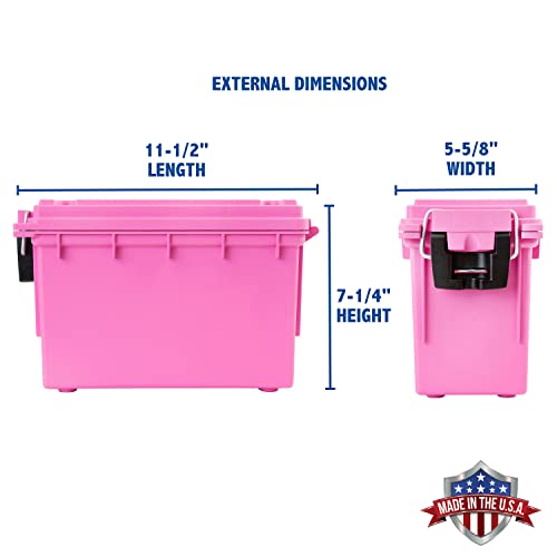 Image of Sheffield 12631 Ammo Storage Box, Stackable .30 Cal Field Boxes, Water and Dust Resistant, Lockable Storage Box with Handle, Secures Hunting Gear, Supplies, and Bullets, Made in USA, Pink, (Pack of 6)