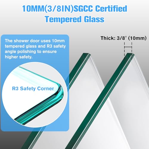 Image of 68-72 inch W x 76 inch H Frameless Double Sliding Shower Door w /Soft-Close, Bathroom Glass Doors with 3 /8 inch (10mm) SGCC Tempered Glass & Stainless Steel Handle, Reversible Installation, Matte Black