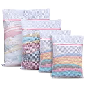 4Pcs Mesh Laundry Luggage, Lingerie Luggage for Washing Delicates,Mesh Wash Luggage for Toy Storage & Cleansing, Journey Storage Organizer Bag, Dorm Room Necessities (1 Massive, 1 Medium, 2 Small)