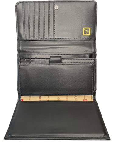 Stone Mountain Nancy Leather Flap Checkbook Wallet Black #TOP4