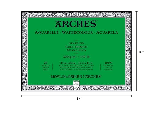 Arches Watercolor Block 10x14-inch Natural White 100% Cotton Paper - 20 Sheets of Arches Watercolor Paper 140 lb Cold Press - Arches Art Paper for Watercolor Gouache Ink Acrylic and More - Image 9