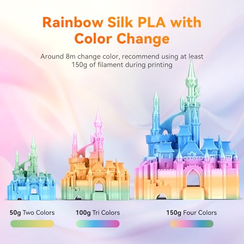 Image of TECBEARS Silk Rainbow PLA Filament 1.75mm, Gradient 3D Printer Filament, Shiny Silk Rainbow Filament, Fast Color Change Each 8 Meters, Dimensional Accuracy + /- 0.02mm(Lilac-Violet)