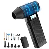 Soffiatore elettrico con torcia, 4 marce, 150000 giri/min, aria compressa compressa con batteria da 6000 mAh, mini ventilatore con kit di pulizia per PC, tastiera, casa, esterno e auto (nero)