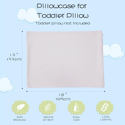 Image of 100% Cotton Toddler Pillow Protectors with Invisible Zipper, 600 Thread Count Sateen Wave Soft Breathable Hypoallergenic Nursery Pillowcases for Kids, 13x18 Inches, Set of 2