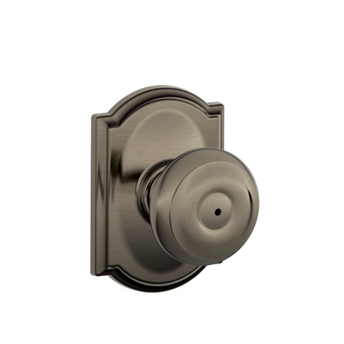 SCHLAGE Georgian Bed/Bath Privacy Door Handle with Lock, Antique Pewter