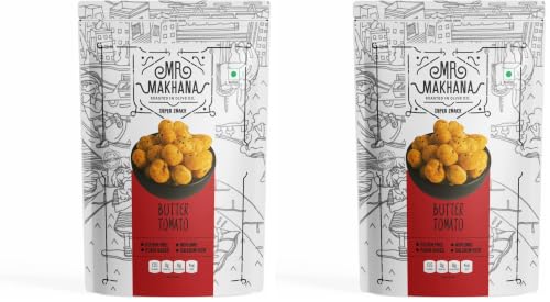 Image of MR. MAKHANA Roasted Makhana and Foxnuts | Healthy Snacks | Gluten Free | MSG Free | Antioxidant | Rich Calcium | Zero Trans Fat | Zero cholesterol (Butter Tomato), 1 count 55g (Pack of 2)