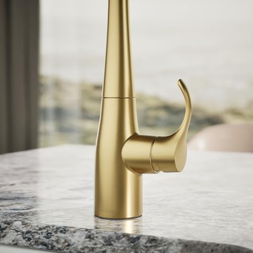 Image of Kohler 22034-2MB Simplice Single Handle Kitchen Bar Faucet, Prep Sink, Wet Bar Faucet, Vibrant Brushed Moderne Brass