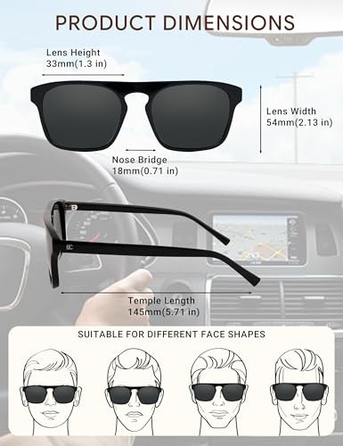 Image of BIRCEN Mens Acetate Polarized Sunglasses: Retro Square Sun Glasses UV400 Protection Anti-Glare Shades for Driving Travel