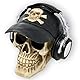 damaloo Totenkopf Deko braun mit Basecap - Totenschädel Dark Romance - Skelett Schädel - Gruseldeko - Skull - Tag der Toten Skulptur - Gruselige Halloween Dekoration - Steampunk Gothic Skeleton