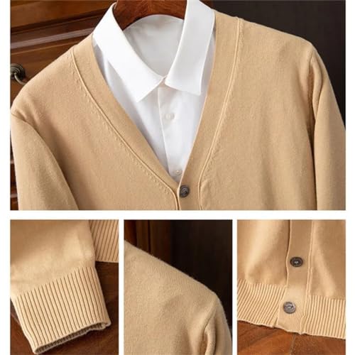 TdvcpmkkMen's Cashmere Cardigan Large Size Knitted V-Neck Long Sleeve Business Warm Wool Sweater4