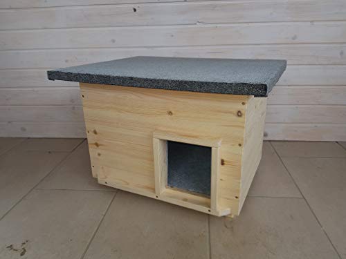Maison pour chat avec chauffage et abri isolé lasure nature - 5