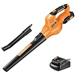 SnapFresh Leaf Blower Cordless - 20V Electric Leaf Blower with 2.0AH Battery & Charger, Lightweight 2-Speed Leaf Blowers for Lawn Care and Yard/Garden/Patio Cleaning, Orange