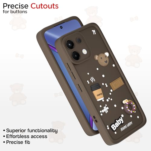 Image of Pikkme Back Cover for Oppo K13 5G | 3D Bear Silicone Cute & Fun Coffee Cartoon | Full Body Protection Bumper Case (Brown)
