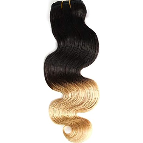 GoldRose Beauty Ombre Hair Extension Grade 7A Remy Brazilian Virgin Human Hair Body Wave Hair Weave Two-tone Color #1B/27 14 Inch 1 Bundle Cover
