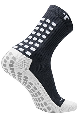 Trusox Mid-Calf Crew Calcetines Cortos con Acolchado, Hombre, Negro/Blanco, M (39-43.5)