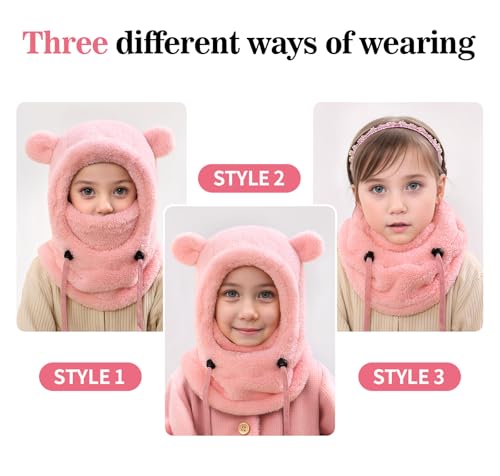 Kids Winter Fleece Hats Children's Balaclava Ski Mask Windproof Warm Adjustable with Fleece Lining Hat for Boys Girls4