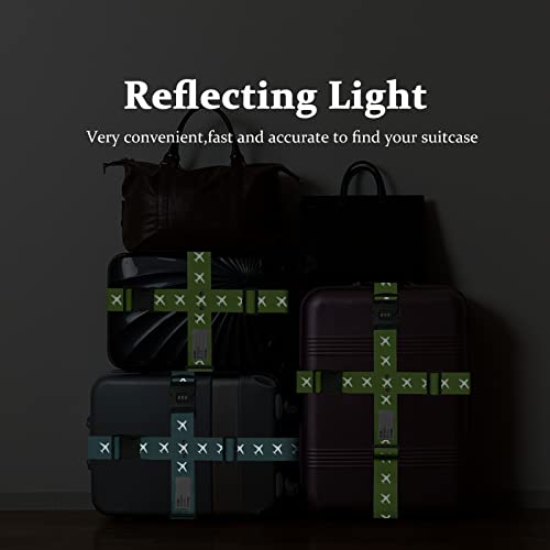 Sangle Valise Sangles A Bagage Sangle Valise Voyage 4 Pieces Avec Serrure A Combinaisonreglable Pour Valises De 20 A 34 Pouces Lac Bleu Et Vert Vif