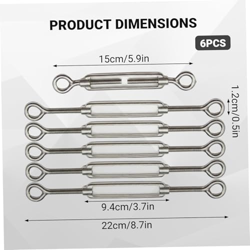 6pcs Turnbuckle Tensioner, Ajustable O a O Tensores Pesados de Acero Inoxidable para Cables miniatura 2