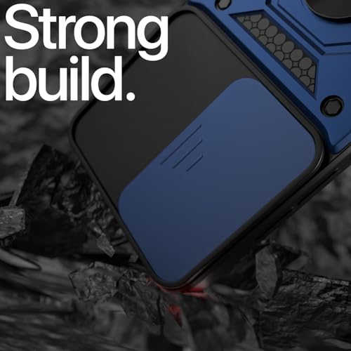 Image of Pikkme Back Cover for Oneplus Nord 5 5G | D10 Tough Armor | 360 Protection Case | Sliding Camera Shield Cover & Ring Holder Stand Bumper Case (Blue)