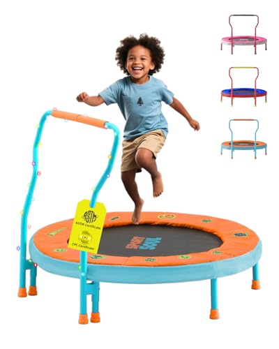 Image of SPORTSOUL Mini Trampoline for Kids 3-6 with Super Safe Foam Handle Bar, 3ft Toddler Trampoline Indoor with No-Gap Cover for Indoor and Outdoor