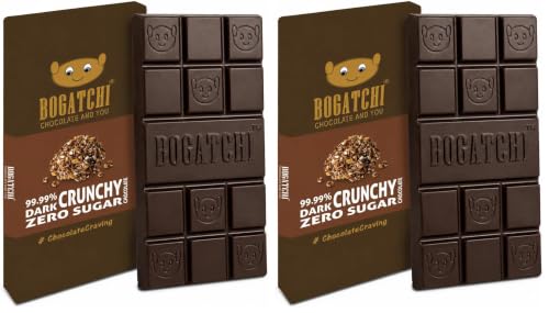 Image of BOGATCHI Chocolate 99% Dark| Crunchy | Real Cocoa Intense Dark Chocolate, 80 gm (Pack of 2)