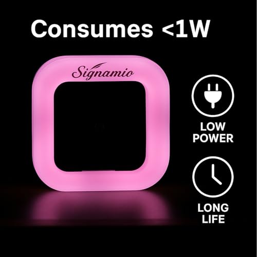 Image of Signamio 1 Pcs Sensor Light for Home Indoor - Smart Motion Sensor LED Light, Automatic On /Off Night Lamp, Energy-Saving 0.5W for Bedroom, Bedside, Home Use-Pink