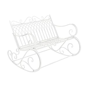 [en.casa] Schaukelbank Greenough 85x113x95cm Gartenschaukel für 2 Personen im Landhausstil Metall Weiß