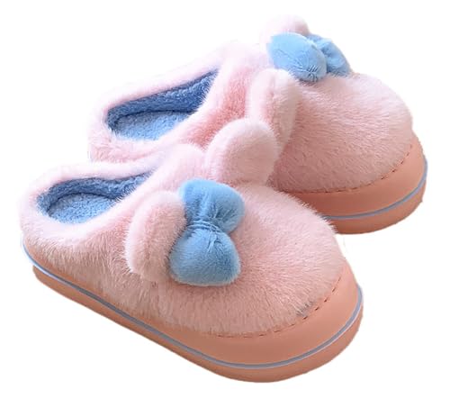 Epsion Cute Bow Rabbit Fuzzy Slippers for Women Comfy Plush Bunny House Shoes Indoor Outdoor - Main Image