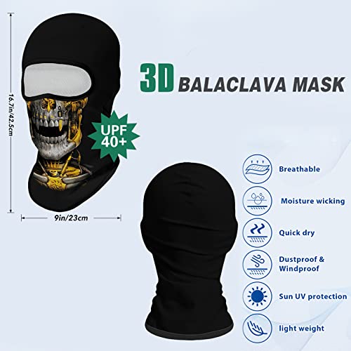 Eikuni Balaclava Face Mask for Men Women Lightweight for Cycling Ski Hunting Fishing (Skull Mechanical Gray Gold Face) - Image 3